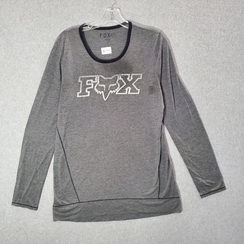 Fox Men Shirt Large Gray Logo Long Sleeve Tee READ